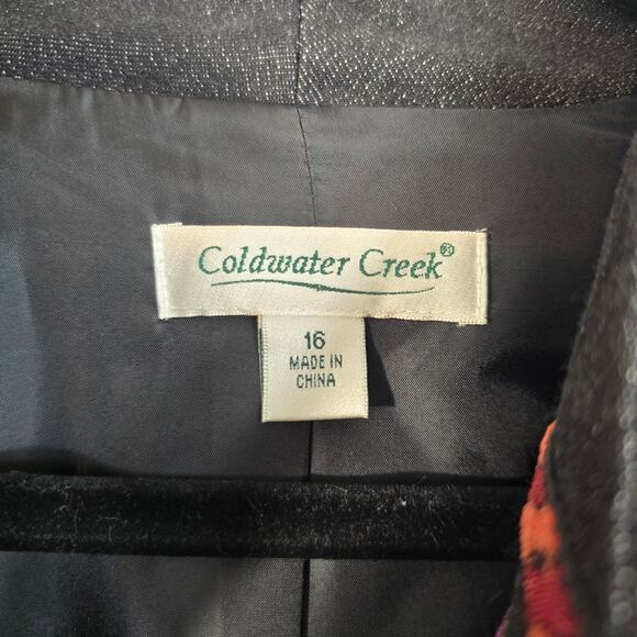 Coldwater Creek Jacket Women's 16 Black Denim Multicolored Embellished Artsy - Picture 5 of 15